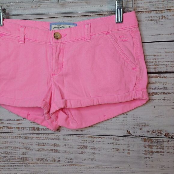 Kids Girls Abercrombie Pink Jean Shorts - Picture 5 of 10